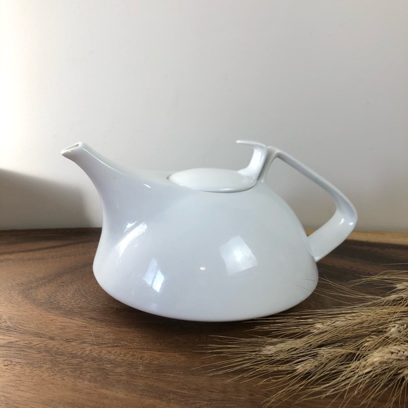 Mid Century Modern white porcelain Teapot
